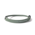 Close-up of sage green braided rope bracelet with matte black connectors and adjustable knots - Light Green 155