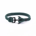 Bracelet nautique en corde vert foncé avec fermoir ancre noire en acier inoxydable - Vert Foncé