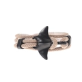 Bracelet océan tissé à la main avec ancre manta et cordon tressé beige ajustable - Corde Kaki Mante Noire