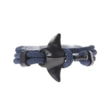 Marine style dark blue woven rope bracelet with black manta ray metal clasp accessory - Navy Blue Rope Black Manta Ray