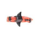 Detail of coral orange braided rope bracelet with a matte black manta ray charm detail - Orange Rope Black Manta Ray