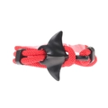 Detail of red woven fiber rope bracelet with black matte stingray metal clasp closure - Red Rope Black Manta Ray