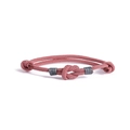 Dettaglio del bracciale a nodo concentrico intrecciato lavanda con anelli metallici - Viola chiaro