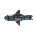 Macro shot of dark green woven nylon paracord with black matte metal fish tail clasp - Dark Green Rope Black Manta Ray
