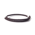 Macro detail of dark brown braided bracelet with silver metal U-shaped buckle - Dark Coffee