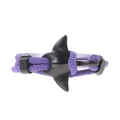 Detail of purple braided rope bracelet with matte black whale tail hook closure - Purple Rope Black Manta Ray