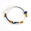 Bracelet de couple tressé marine et beige avec nœuds réglables et détails en fil doré - Bleu et Blanc (Hommes)