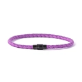 Minimalist purple braided cord bracelet for couples with black magnetic metal clasp fastener - 16.5cm / Purple