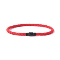 Red braided rope bracelet for couples with magnetic black matte metal buckle for lovers - 16.5cm / Red