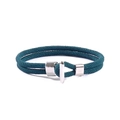 Minimalist double-strand woven bracelet in dark green with polished silver T-bar clasp - 19cm / Malachite green