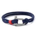 Bracelet nautique en corde tressée bleu marine avec fermoir manille en acier argenté - Corde Bleu Marine Boucle en Acier