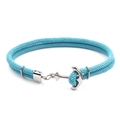Sky blue nautical braided rope bracelet with a polished silver anchor clasp for men and women - Sky Blue