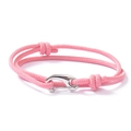 Dettaglio del bracciale in corda milanese rosa con chiusura a moschettone e nodi regolabili - Rosa