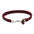 Bracelet ancre nautique bordeaux fait main avec un fermoir en métal argenté poli - Bordeaux