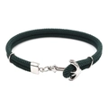 Bracelet ancre nautique tressé vert foncé avec fermoir en acier inoxydable argenté - Vert Foncé