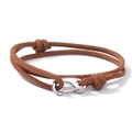 Bracelet double tour en corde de nylon marron avec fermoir mousqueton argenté élégant - Café au Lait