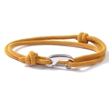 Bracelet ajustable en corde jaune double couche avec manille en U en acier inoxydable argent - Jaune Gingembre