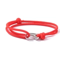 Bracelet minimaliste en corde tressée rouge à double brin avec fermoir mousqueton en argent - Rouge