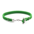 Bracelet nautique en corde vert émeraude fait main avec fermoir ancre en argent poli - Vert