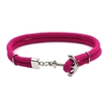 Bracelet nautique en corde rose avec un fermoir en forme d'ancre en acier inoxydable - Rose rouge
