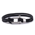 Dolagiges schwarzes Milanese-Seilarmband für Herren mit silberner U-Schließe aus Edelstahl - 19cm / Schwarz