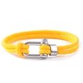 Detail of yellow braided double-layer rope bracelet with silver U-shaped metal shackle buckle - Yellow