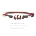 Handmade woven couple bracelet in milan line with traditional knot design - Taro Purple And Beige