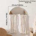 Specchio da parete boho con nappe in macramè, dimensioni 25x38 cm, decorativo - Bianco sporco (ms9028)