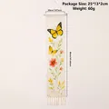 Dettaglio dell'arazzo intrecciato con farfalla e frange con dimensioni del prodotto - Stile Farfalla Gialla (m03172)
