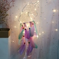 Atrapasueños de unicornio con luces LED, plumas de colores y cintas para decorar paredes - Con Luces LED