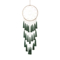 Handgefertigter Boho Traumfänger mit Mandala-Webmuster und dunkelgrünen Seidenquasten - Olivgrün