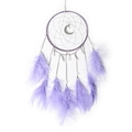 Elegante atrapasueños con plumas blancas, aro morado y colgante de luna plateada - Estilo Original / Púrpura