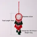 Handgemaakte kerstdroomvanger in rood en groen, afmeting 19 cm bij 6,5 cm - d7570 / Kerstkleuren