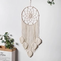 Arazzo bohémien fatto a mano con foglie in macramè e perline di legno per decorazione - Stile Anello in Ferro Diametro 30cm