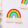 Handmade bohemian seven-color rainbow wall hanging with soft white tassels for nursery - m0212 Model