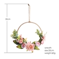 Detail of 35cm artificial rose wreath with pink flowers and eucalyptus leaves - Pink Moon Rose Style (m0669)