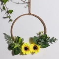 Ghirlanda murale stile nordico con girasoli realistici e decorazione in corda di iuta - Girasole
