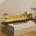 Golden mirror star and moon hollow wooden sign on base with dimensions 31cm by 8.2cm - Gold Mirror Letters (bs3643)
