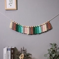 Decorazione da parete boho con nappe di cotone colorate e perline di legno naturale - Colore Morandi (m0356)