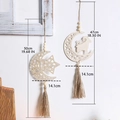 Star and moon cutout wooden wall hangings with tassels and beads for home decor - Wood Moon Goat Hanging (ms042)