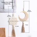 Star and moon hollow wooden wall hanging set with tassels for home wall decor - Wood Star Moon Tassel (ms041)