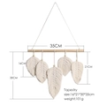 Tapiz de pared boho macramé hecho a mano con cinco hojas de algodón sobre madera - Estilo Beige de Cinco Hojas (m0410)
