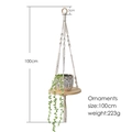 Bohemian handmade macrame plant hanger with wooden tray and dimensions 100cm - Round Storage Shelf Style