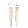 Handmade bohemian wall hangings with crescent moon and star patterns and cotton tassels - Moon and Star (T-7504)