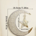 Muslim moon and star hanging ornament in silver mirror finish with hollow pattern - Mirror Star Moon Pendant (MS9859)