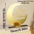 Golden acrylic moon ornament with mosque silhouette and black wooden base 15.5cm - Gold Mirror Mosque (bs3695)