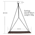 Minimalist wall hanging wooden shelf with black rope and size specs 50cm by 35cm - Nordic Minimalist Black Rope Style / Black 1