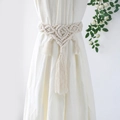 Nordic handmade macrame cotton curtain tieback with elegant tassels in cream white - Macramé Geometric Style (m0808)