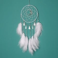 Atrapasueños blanco bohemio con colgante de luna plateada y plumas para decoración de pared - Estilo Original / Blanco