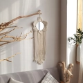 Bohemian star-shaped macrame wall mirror in beige cotton with long fringe tassel decor - Tassel Mirror Style